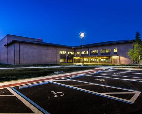 Nighttime photo of Andrews HOF